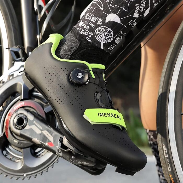 Велосипедні кросівки для їзди по пересіченій місцевості та шосе, сумісні з SPD/SPD-SL, для чоловіків та жінок (45 EU, чорний/зелений)