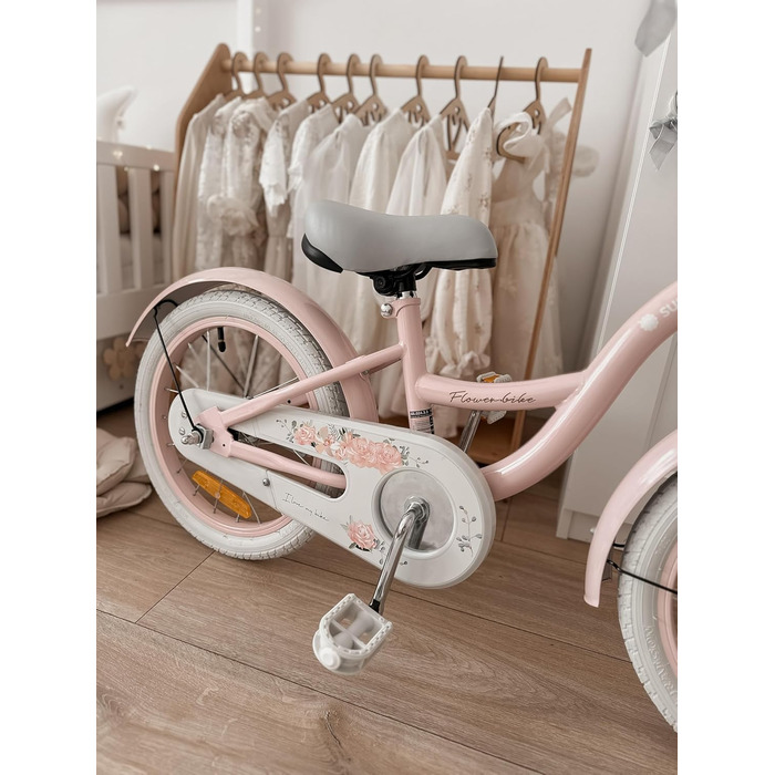 Дитяче велосипед Sun Baby Flower Bike для дівчаток, 16 дюймів, знімний ручка-штовхач, 2-6 років (Блакитний)