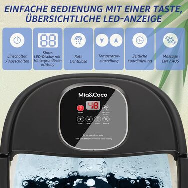 Електричний масажер для ніг з підігрівом та функцією джакузі Mia&coco. Шиацу, пресування, розминання, вібрація.