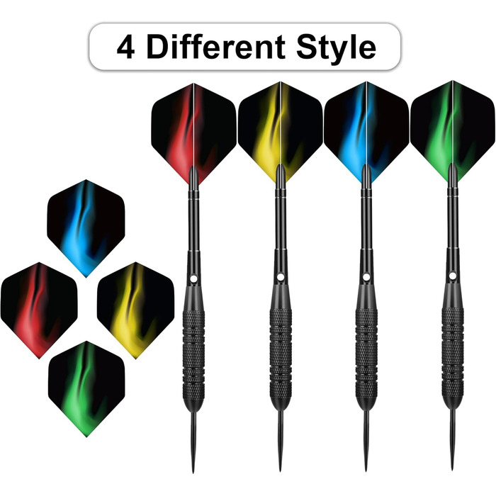 Набір сталевих дротиків Profi Steel 12 шт (24г) з металевими наконечниками та латунними стеблами + 24 пір'я, 20 ущільнювальних кілець, запасні стебла | Для бару, тренувань та турнірів