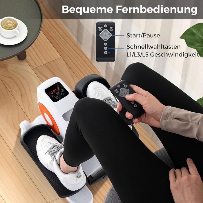 Міні еліптичний тренажер COSTWAY під стіл, електричний крос-тренажер з LED-дисплеєм та пультом дистанційного керування, кардіо-тренажер степер для дому, портативний педальний тренажер для дорослих та літніх людей (білий)