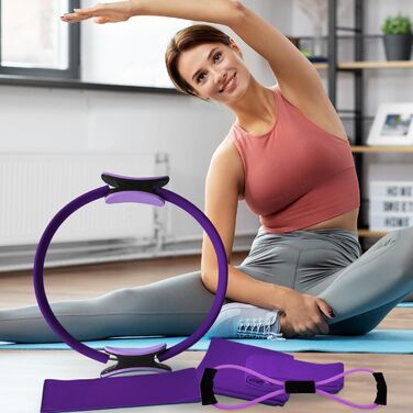 Набір кілець для пілатесу, фітнес-кільця для жінок, розвантажувальні кільця для грудей, ніг, рук та стегон, фіолетовий