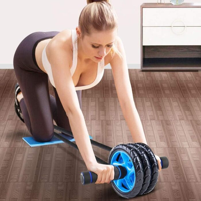 Колесо для пресу Ab Wheel - тренажер для фітнесу та зміцнення м'язів пресу, синього кольору