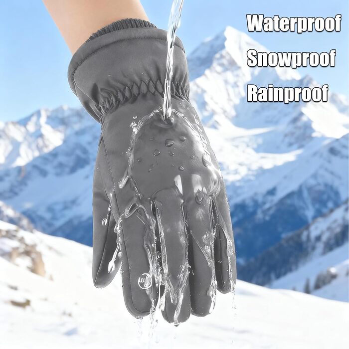 Чоловічі зимові рукавички KXF, шкіряні, з флісовою підкладкою, теплі, вітронепроникні, для їзди на велосипеді, водіння, бігу, кемпінгу та походів (Сірий)