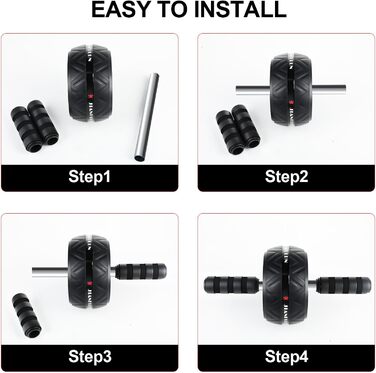 Ролер для пресу AB Roller - тренажер для пресу з килимком для колін. Антиковзне обладнання для тренування пресу вдома. Підходить для початківців та професіоналів, чорний