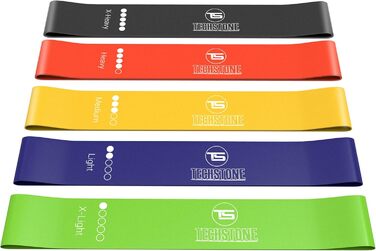 Спортивний комплект еластичних гумок TechStone Resistance Bands (5 шт.) для фітнесу, силових тренувань, йоги та пілатесу (для чоловіків та жінок)