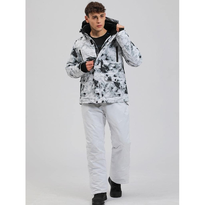 GS SNOWING Комплект чоловічого костюма: куртка та штани, ізольований, водонепроникний, для сноуборду та зимових видів спорту #02 Білий + Білий