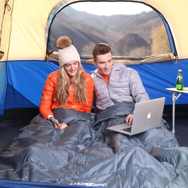 Сплячий мішок KingCamp для двох осіб, зимовий, для кемпінгу, сірий