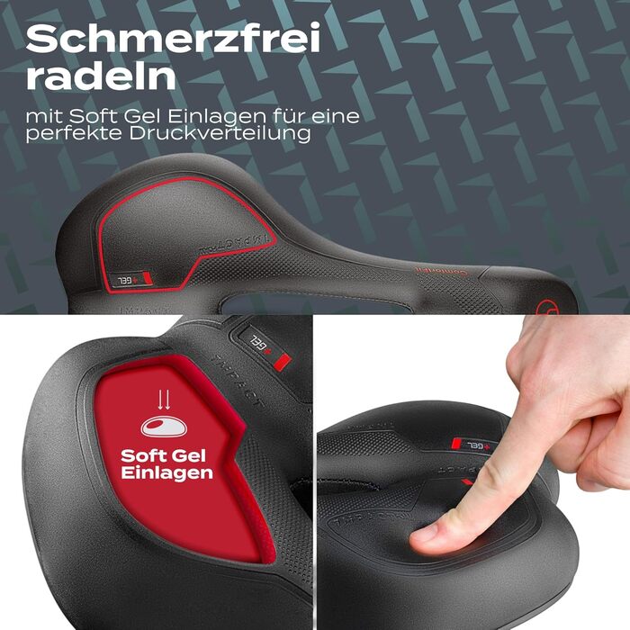Велосипедне сідло Impact ComfortFit з гелевими вставками та піною Memory Foam, ергономічне, з динамічною повітряною амортизацією, для чоловіків і жінок