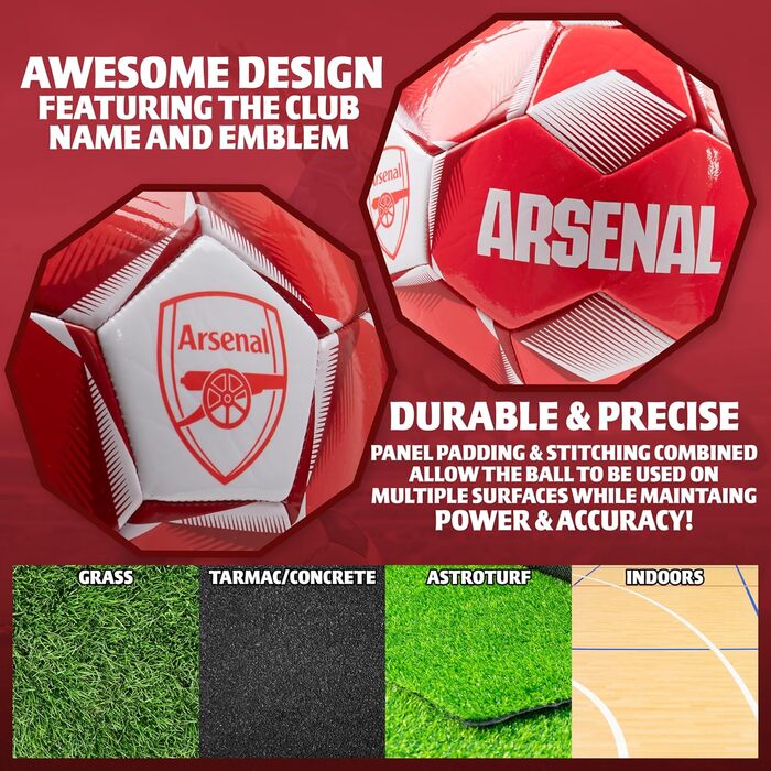 Офіційний футбольний м'яч Arsenal FC, розмір 4, червоний, ліцензія клубу, подарунок для фанатів