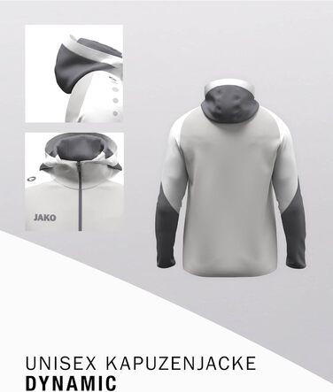 Чоловіча спортивна куртка-худі JAKO Dynamic (розмір 4XL, колір світло-сірий/білий/сірий)