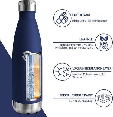 Термосфляка 750 мл, термос-пляшка з подвійними стінками, для газованої води, без BPA, витокозахисна, ізольована фляка з нержавіючої сталі для університету, роботи, подорожей, спорту, активного відпочинку, хлопчиків та дівчаток, темно-зелений (750 мл, темн