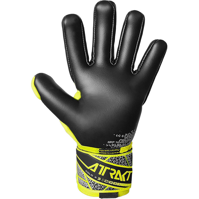 Воротарські рукавиці Reusch Profi Attrakt Gold X NC - професійні, для тренувань та ігор на траві та штучному покритті, жовто-срібно-чорні