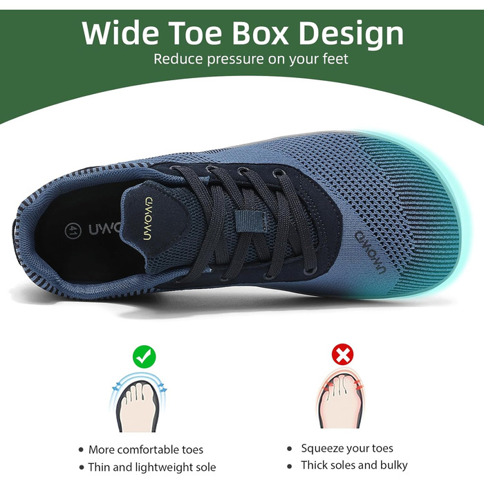 Легкі дихаючі кросівки Barfußschuhe для жінок та чоловіків | Широка передня частина, підошва 4 мм, антиковзаючі | Для спорту, відпочинку, повсякденного носіння (39 EU, Синій)