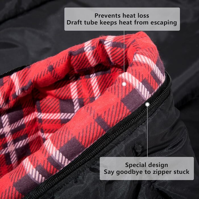 Спальний мішок BISINNA XL з бавовняного фланнелю для кемпінгу, 2-3 сезони, дорослий, чорний, 1.5 кг