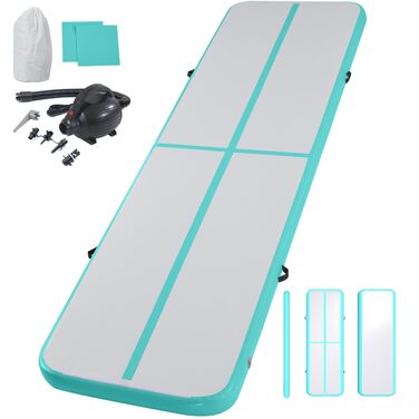 Надувний гімнастичний мат Air Turn Track Matte (3м, зелений) — Професійний мат для tumbling, йоги, фітнесу та кемпінгу, водонепроникний та протиковзкий