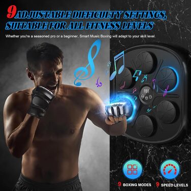 Розумна музична боксерська машина (оновлена версія), настінна Bluetooth музична груша з рукавичками для дорослих і дітей, для дому та приміщень