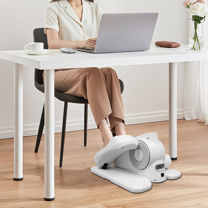 Еліпсотренажер електричний, міні-еліпсотренажер з пультом дистанційного керування та неслизьким килимком, 12 швидкостей, тихий, для офісу, підлітків, людей похилого віку (білий)