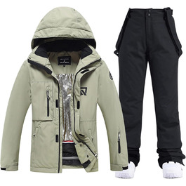 Жіночий гірськолижний костюм Alsogo 2 частини, водонепроникний, вітронепроникний, теплий, знімний капюшон, для катання на лижах та сноуборді, чорний, TY384AGR