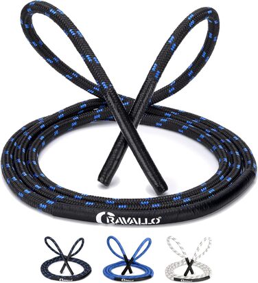Скакалка пружинна Cravallo® Springseil I 3 метри Fatburner Speed Jumping Rope I для дорослих, професійна, для боксу, витривалості, MMA, HIIT, чорна, синя, біла