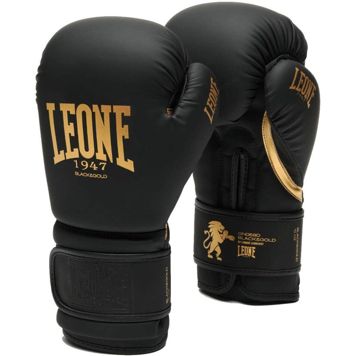 Боксерські рукавички Leone 1947 чорні/золоті для боксу, кікбоксингу, спарингів, муай-тай