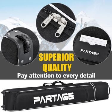 Сумка для лиж Partage з роликами, водонепроникна, міцна тканина Oxford 600D, регульована довжина до 200 см, зручна у зберіганні та транспортуванні, для чоловіків