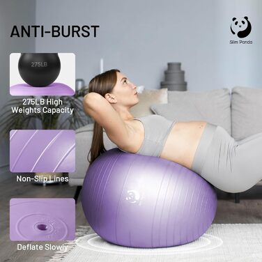 Гімнастичний м'яч Slim Panda 55-85 см, антивибуховий фітбол з насосом для фітнесу, терапії, вагітних і літніх людей