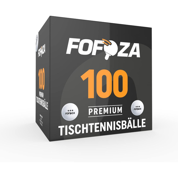 Fofoza Преміум настільні тенісні м'ячі, 100 шт, 3 зірки, 40+, ABS, для приміщення та вулиці, білі