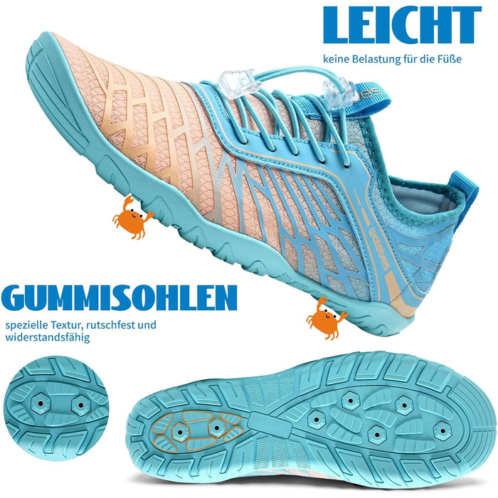 Шкарпетки для плавання WateLves: аквашузи для дорослих та дітей, швидковисихаючі, унісекс, білі, фіолетові, помаранчеві, сині (41 EU)