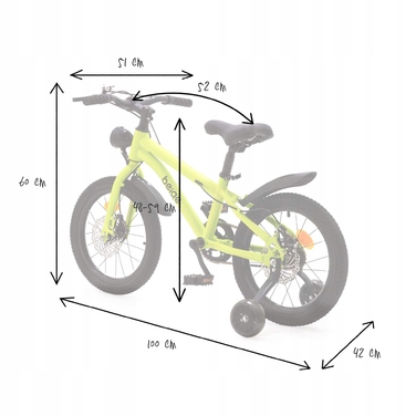 Дитячий велосипед Rowerek 14 дюймів, зелений, з дисковими гальмами та підтримувальними колесами