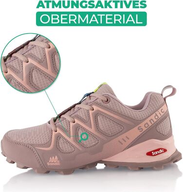 Трекінгові черевики для жінок та чоловіків: дихаючі, для трекінгу та трейлу, зелені (36 EU, рожевий, сірий)