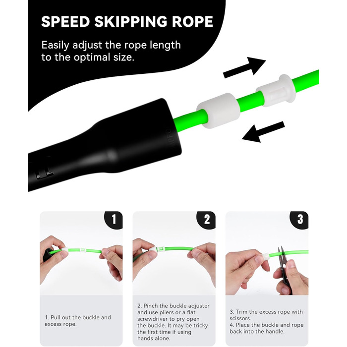 Стрибкове канат iMoebel 6 мм * 3 м, PVC, регульований, з ABS-ручкою, для дітей та дорослих, бокс, схуднення, кросфіт (чорно-зелений)