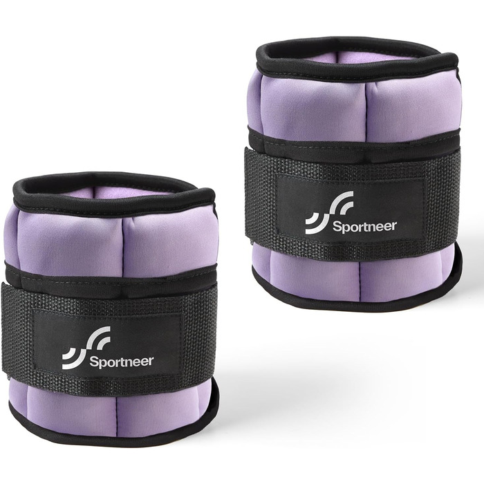 Штанги на щиколотки Sportneer, регульовані, 1 кг - 4.5 кг, для фітнесу, воркауту, ходьби, бігу (світло-фіолетовий)
