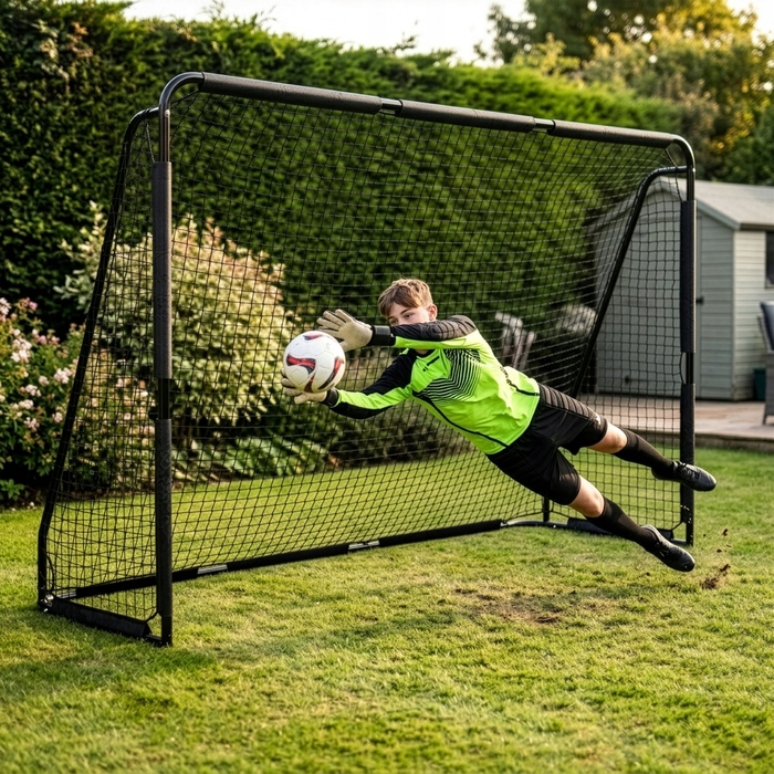 Переносні футбольні ворота Xboost, чорні, 300 x 200 x 90 см