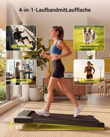 Складана бігова доріжка MJWW Raceable Walking Pad з нахилом 6-9%, потужність 2.5/3.0 HP, керування через додаток, AI-тренування та LED-дисплеєм для дому та офісу (чорна, 90 см)
