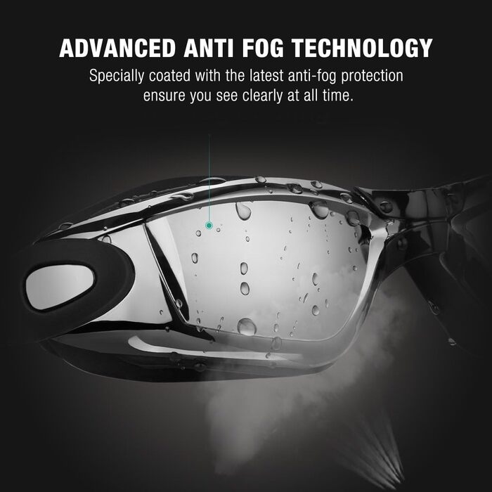 Окуляри для плавання Zerhunt для чоловіків, жінок, дітей. Антизапітніння та захист від УФ. Окуляри для дайвінгу та водного спорту. Подарунок для чоловіків, жінок, дівчаток та хлопчиків 10+. Чорний/сріблястий колір.