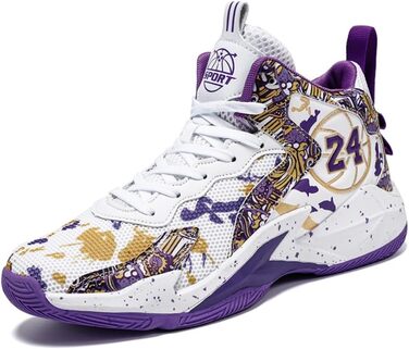 Кросівки баскетбольні чоловічі/жіночі, спортивні, для ходьби, легкі, з антиковзаючою підошвою, зносостійкі, 36-45 EU (38 EU, білий/фіолетовий)