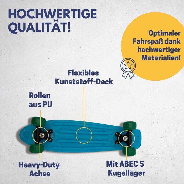 Дитячий скейтборд Penny Board Best Sporting, ретро стиль, синій, круїзер з підшипниками ABEC 5, для дітей, вінтажний дизайн