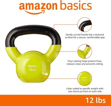 Гиря Amazon Basics 5,4 кг з чавуну з вініловим покриттям