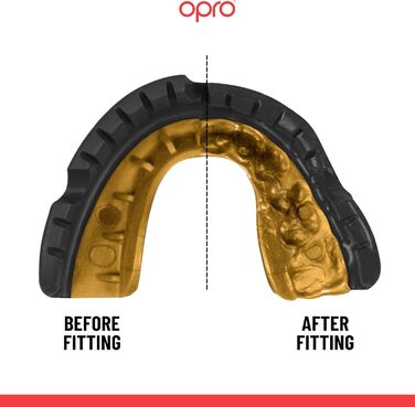 Захисна капа OPRO Gold для брекетів, спортивна капа для дорослих з інноваційною технологією підгонки, для боксу, лакросу, ММА, єдиноборств, хокею та контактних видів спорту, чорна/золота