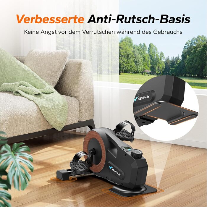 MERACH Педалетраннер для дому: міні-тренажер для літніх людей, тихий та з неслизькою поверхнею, з LCD-дисплеєм, 8 рівнів магнітного опору, переможець тесту 2025, велотренажер для столу в офіс