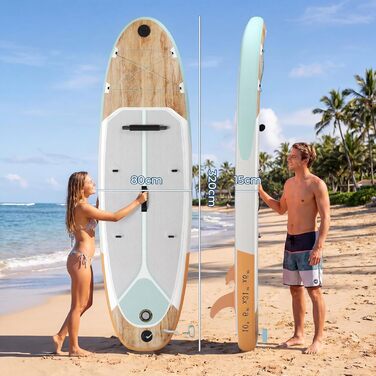 Надувний SUP-борд JUMMICO 320x80x15 см з каяком, веслом та аксесуарами до 160 кг, м'ятний з деревним малюнком