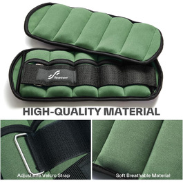 Нагрудники Sportneer для ніг та рук, регульовані ваги для гомілки/зап'ястя, 0.45-1.6 кг (на гомілку)/0.9-3.2 кг (на пару), 1 пара (оливковий)