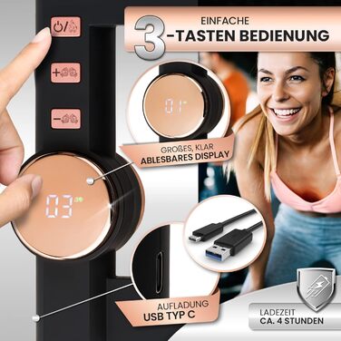 GRUNDIG Масажний пістолет з глибоким прогрівом, 32 режими, 4 рівні нагріву, акумуляторний, для спини, шиї та плечей, компактний для дому, офісу та подорожей