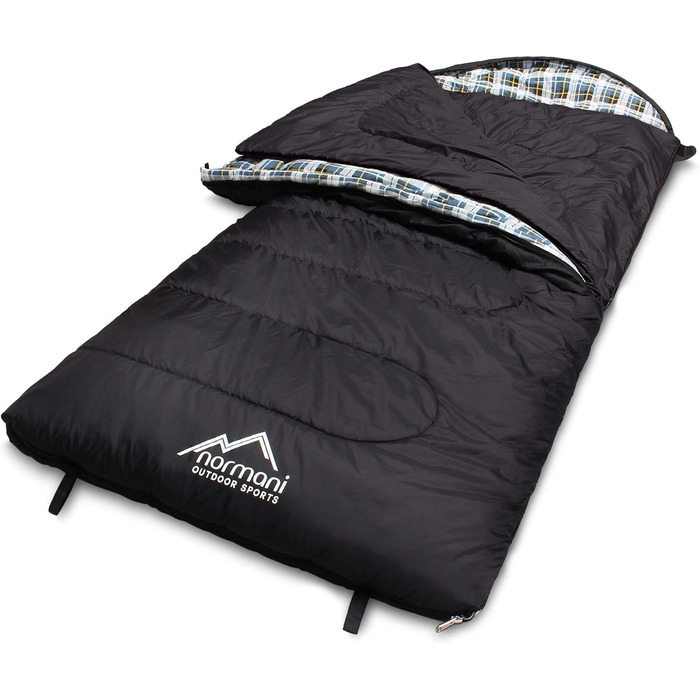 Сплячий мішок Normani Antarctica 4-в-1 для екстремальних умов, 220x90 см, Nylon Rip-Stop, Hollow Fiber 500+250 г/м², темно-чорний, лівий