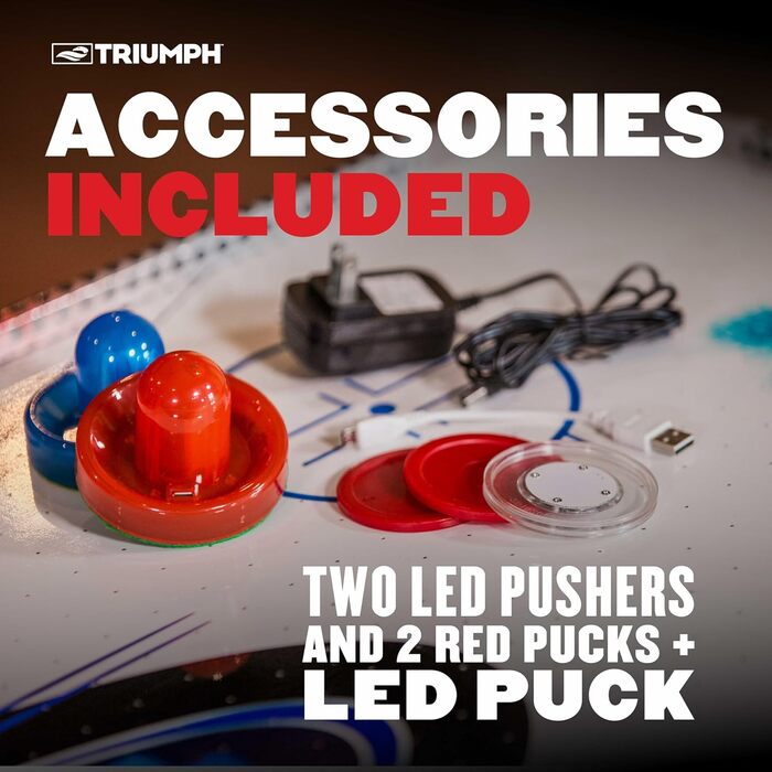 Стіл для аерохокею Triumph Fire 'n Ice з LED підсвіткою 137,2 см, 2 LED-шайби та LED-пакет
