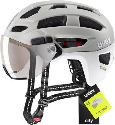 Велосипедний шолом uvex Finale Visor з LED-ліхтарем, універсальний, міський, з візором, для жінок і чоловіків, категорія фільтра 1
