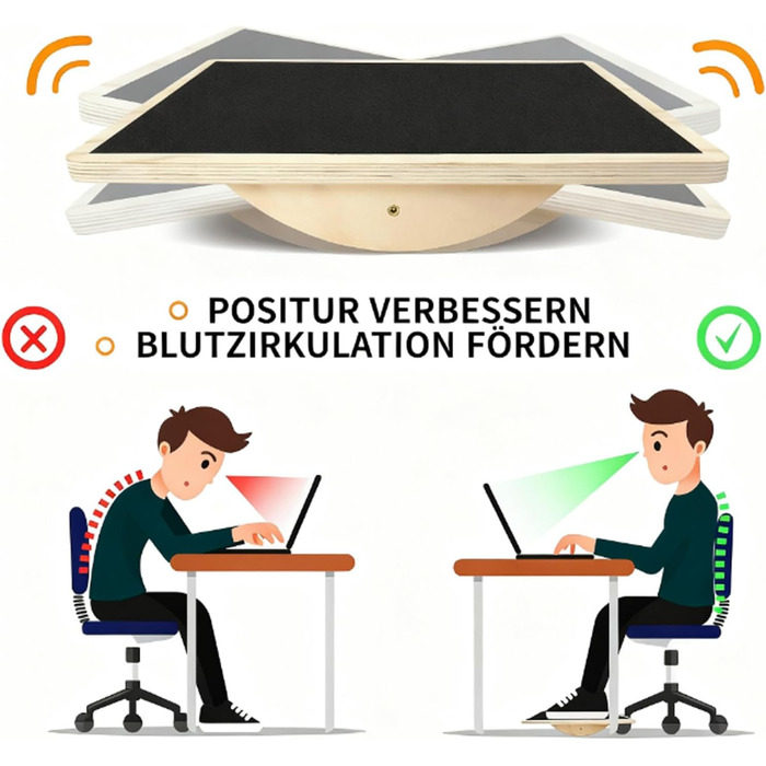 Дерев'яна баланс-дошка, неслизька поверхня, для тренування корпусу та гомілковостопного суглоба