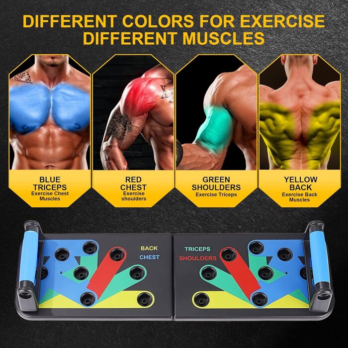 Флінтронік Тримачі для віджимань, дошка для віджимань, складані, портативні, багатофункціональні, фітнес-дошка для тренувань всього тіла, 13 в 1