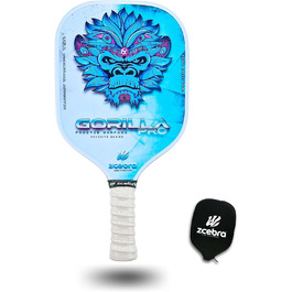 Професійна ракетка для піклболу ZCEBRA Gorilla Pro Blue, графітова, поліпропіленовий стільниковий сердечник 16 мм, текстурована поверхня, чохол з неопрену